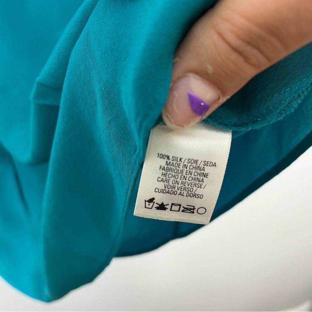 T. Tahari Blue Silk Tank Top Ruffles Office Siren Business Work Women's Size XS - Picture 8 of 8